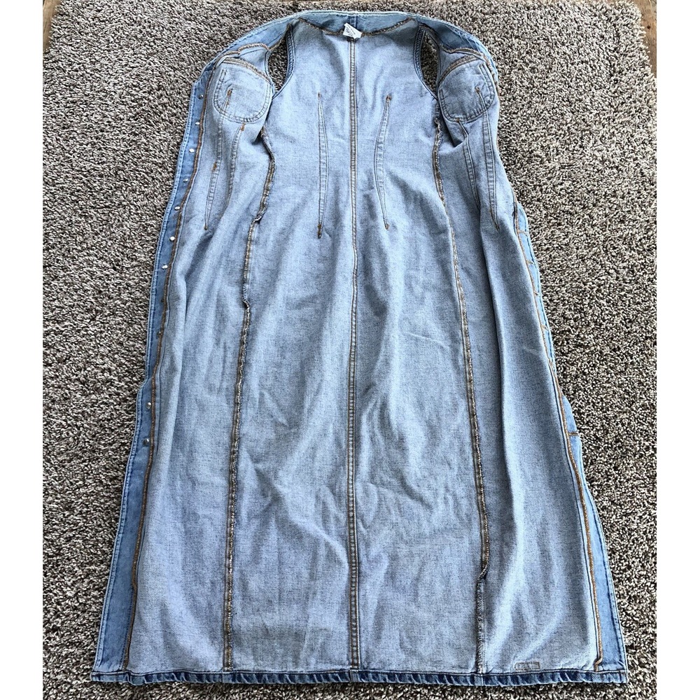 Vintage 90s Bongo Denim Dress Size 1 Maxi Midi Button Up Cowgirl Grunge V-Neck - Picture 2 of 10